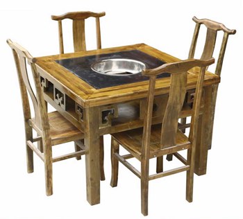 碳化木火锅桌椅家具