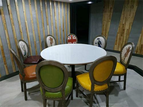 美式乡村大理石餐桌椅