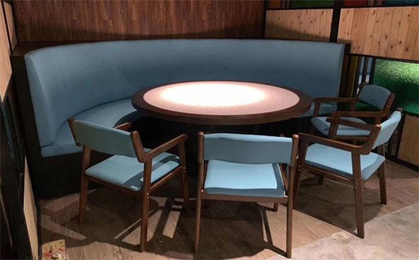 时尚新式粤菜港式茶餐厅弧形卡座沙发桌椅