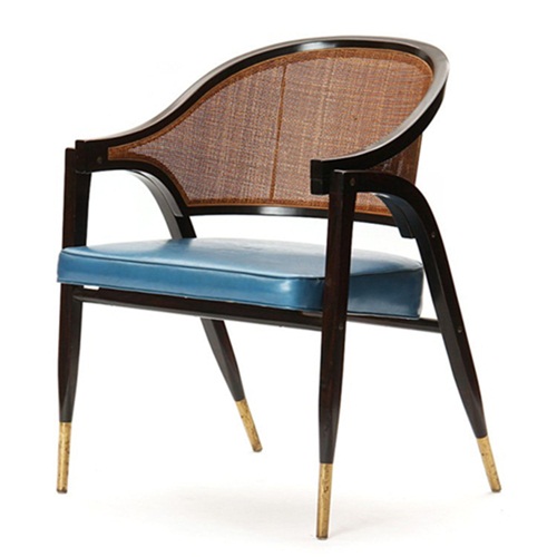 粤菜茶餐厅优质实木靠背扶手餐厅软包藤编椅