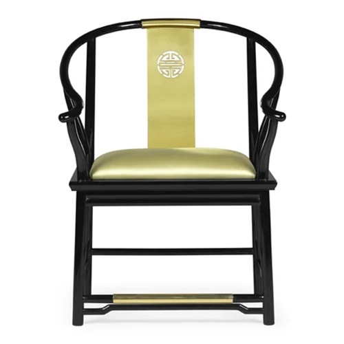 茶楼中式古典实木皮革圈椅