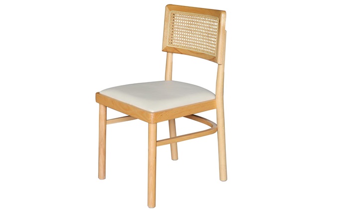 茶餐厅简约复古实木藤编餐椅