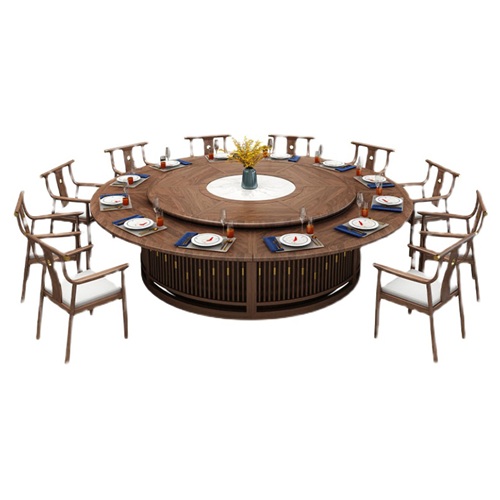 酒店2.6米自动旋转大圆桌实木电动餐桌