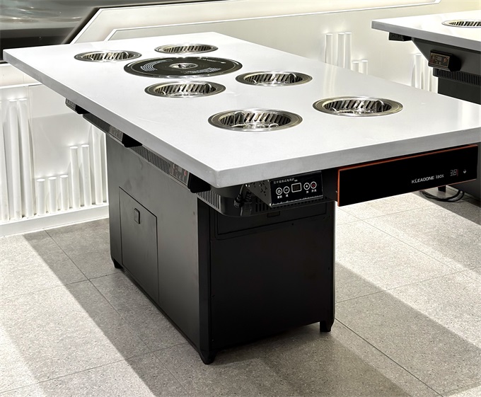 6人位大理石一人一锅小火锅无烟烤肉桌