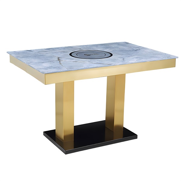 火锅店时尚简约大理石台面火锅桌