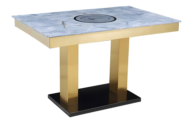 火锅店时尚简约大理石台面火锅桌