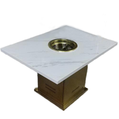 海底捞同款时尚不锈钢大理石火锅桌