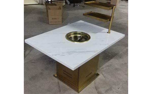 2020海底捞同款时尚不锈钢大理石火锅桌