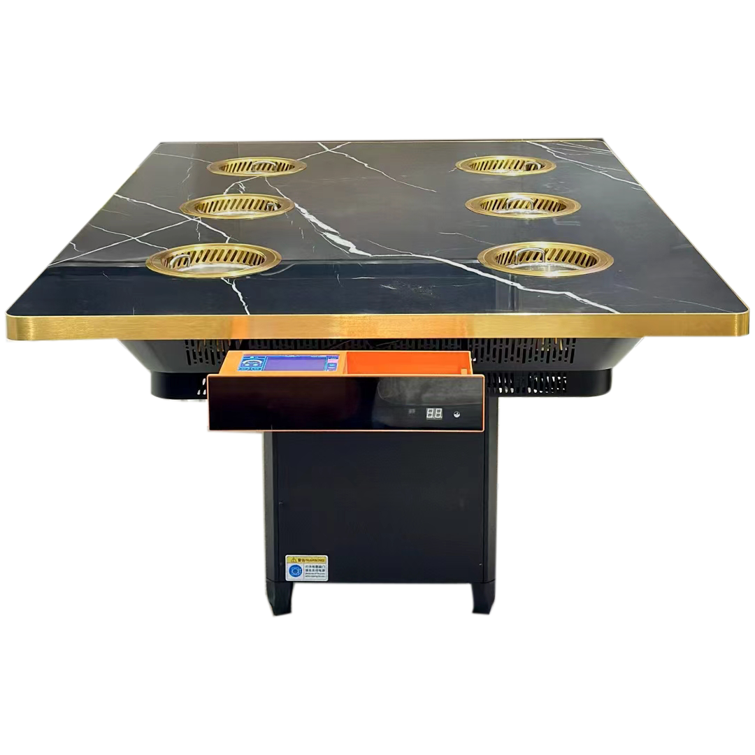 大理石火锅桌子6人位一人一锅无烟小火锅桌