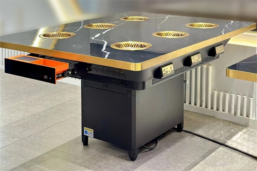 大理石火锅桌子6人位一人一锅无烟小火锅桌