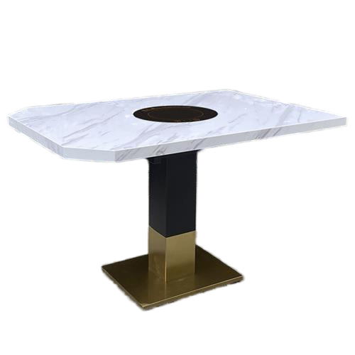 火锅店不锈钢高档大理石面电磁炉火锅桌批发