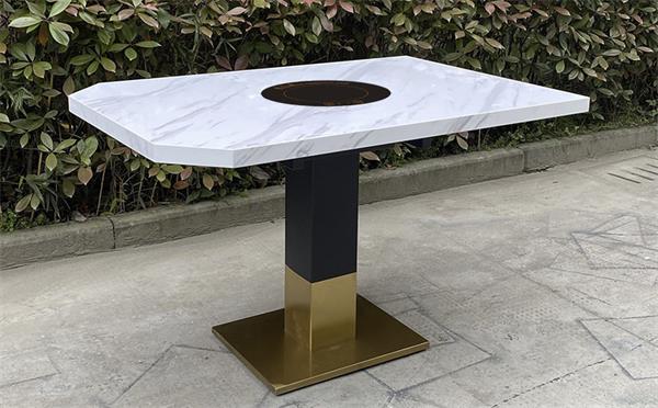 火锅店不锈钢大理石面电磁炉火锅桌