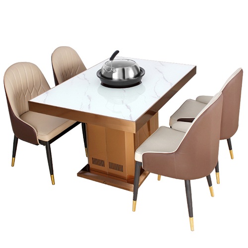 自助海鲜餐厅海鲜蒸汽火锅一体桌_大理石海鲜蒸汽火锅餐桌