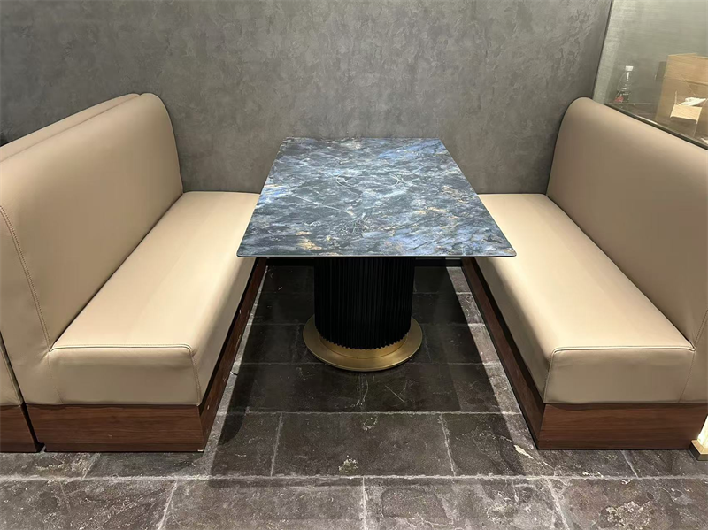 火锅店时尚简约岩板隐藏式电磁炉火锅桌