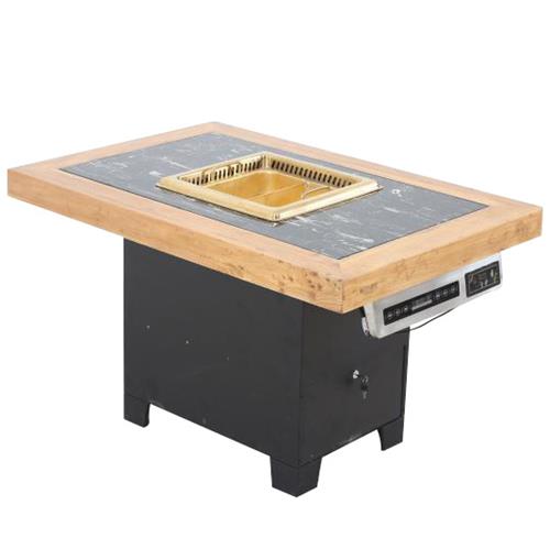 实木边框嵌入大理石式简易火锅桌