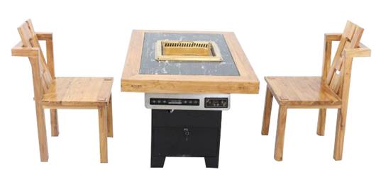 实木边框嵌入大理石式简易火锅桌椅组合展示
