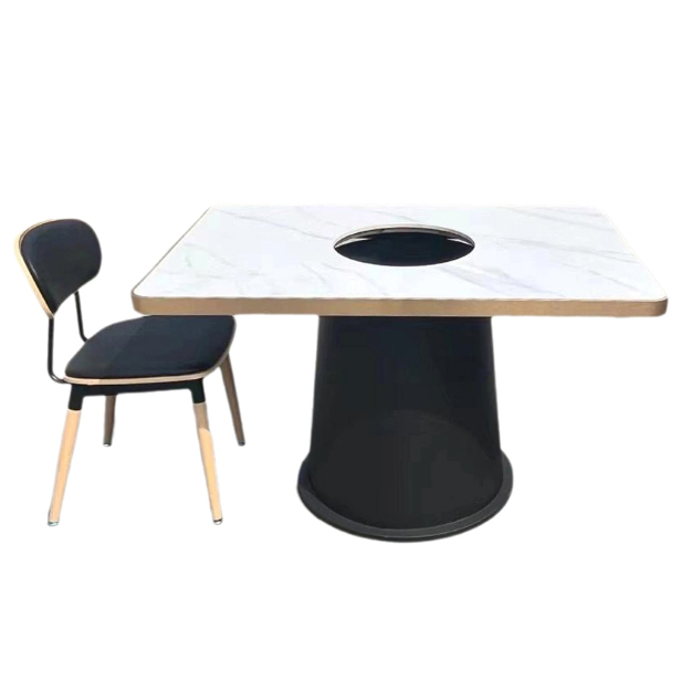 牛肉火锅不锈钢封边大理石火锅桌