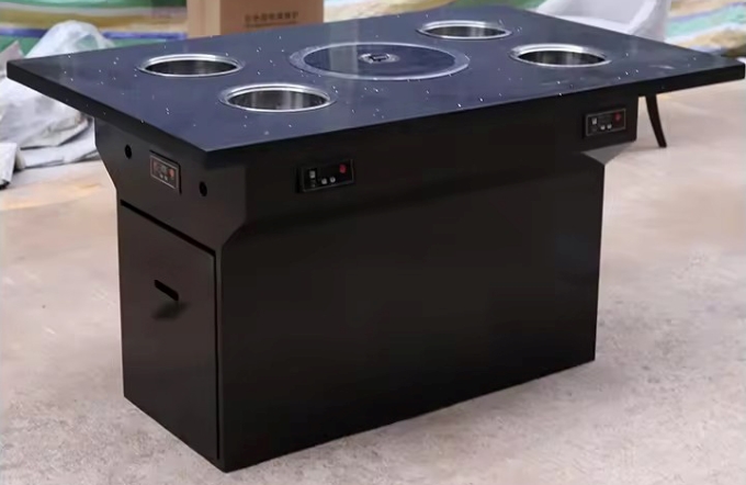 智能无烟净化一人一锅大理石烤涮一体火锅餐桌