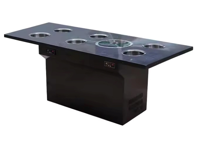 6人位智能无烟净化一人一锅大理石烤涮一体火锅餐桌