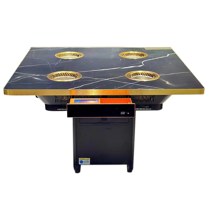 4人位大理石台面一人一锅无烟小火锅桌