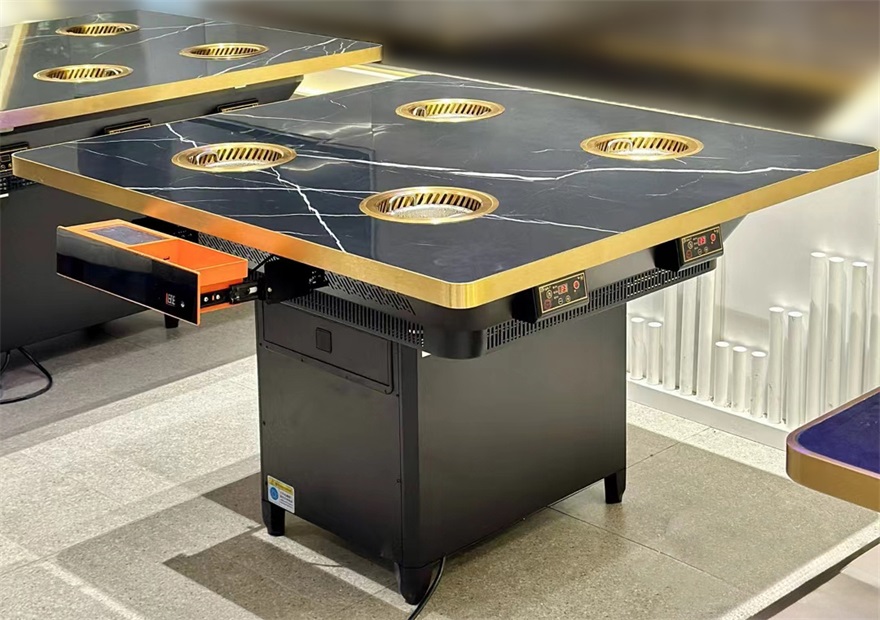 6人位大理石台面一人一锅小火锅桌