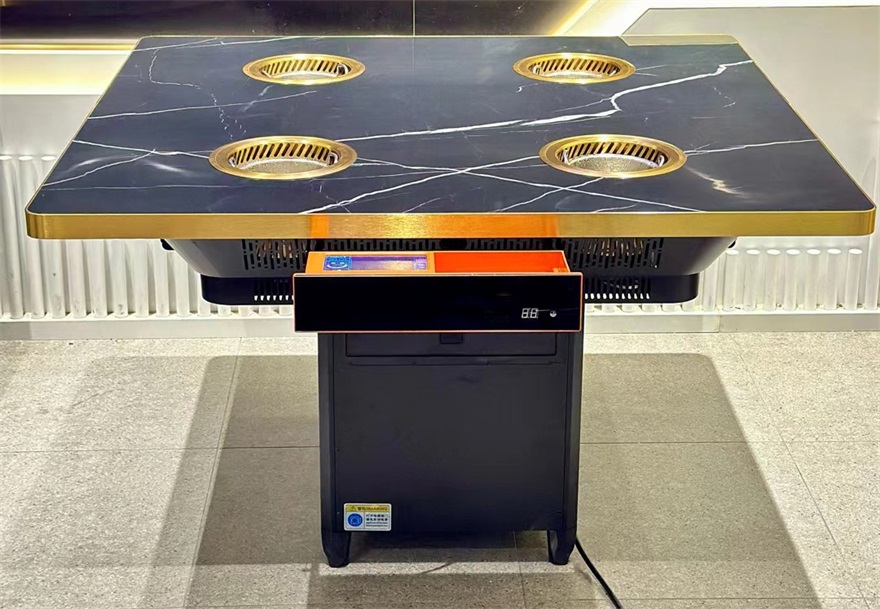 4人位大理石台面一人一锅无烟小火锅桌