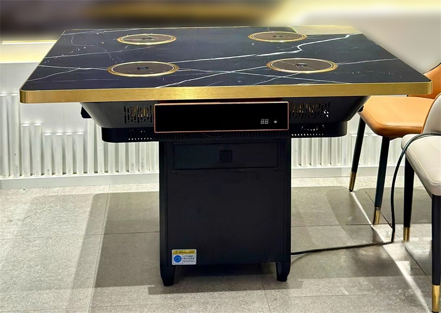 4人位大理石台面一人一锅无烟小火锅桌