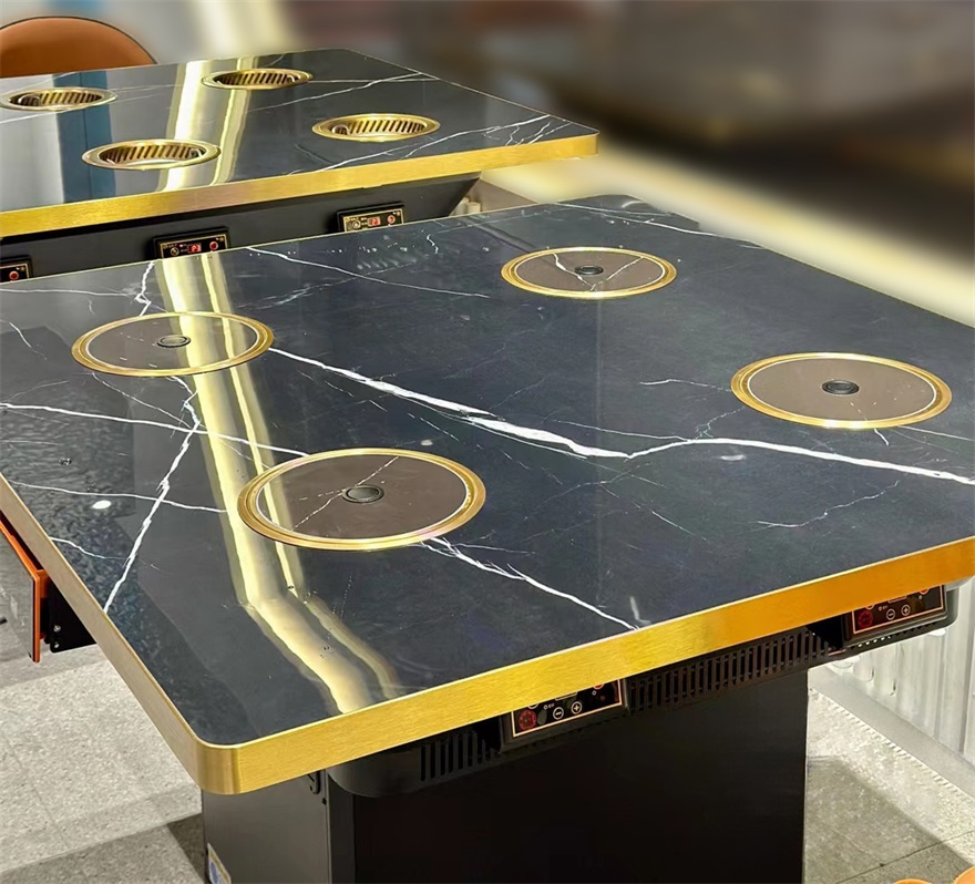 4人位大理石台面一人一锅小火锅桌