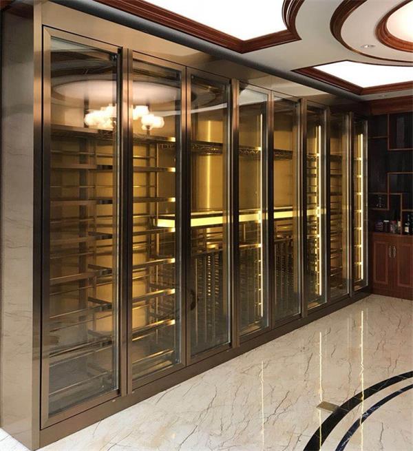 会所酒店不锈钢酒柜_高端恒温酒柜_别墅红酒柜定制厂家