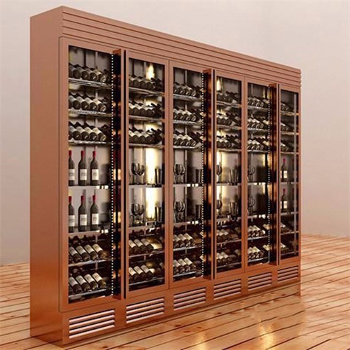 酒吧豪华香槟金不锈钢酒柜_不锈钢酒柜生产厂家