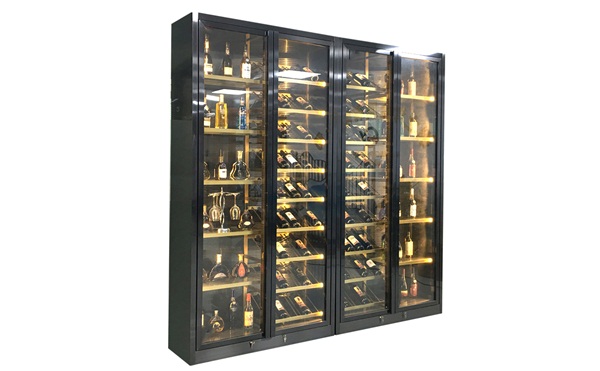 定制轻奢黑钛金不锈钢恒温酒柜_不锈钢酒柜厂家