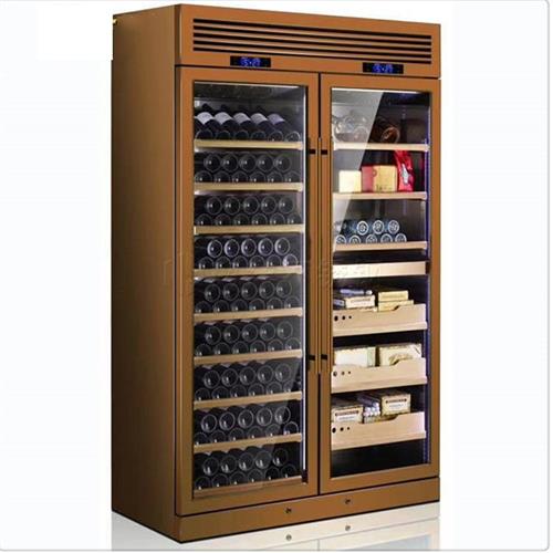 现代时尚香槟金不锈钢恒温酒柜_不锈钢酒柜定制