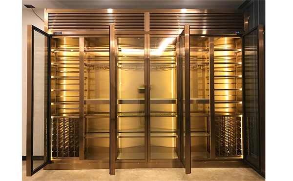 高端定制玫瑰金不锈钢酒柜_不锈钢恒温酒柜厂家