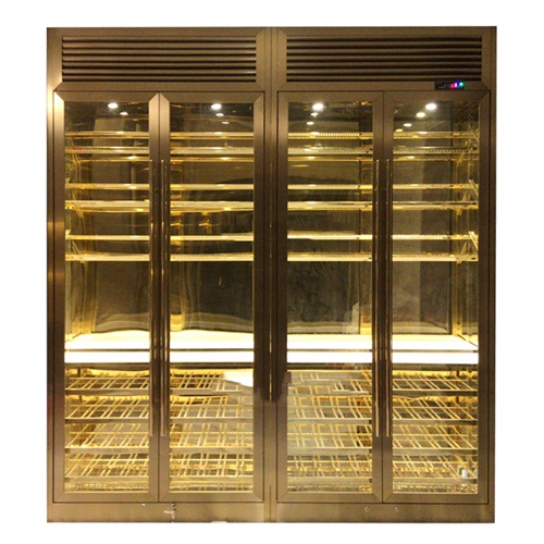 大型轻奢不锈钢香槟金恒温酒柜_不锈钢酒柜厂家定制