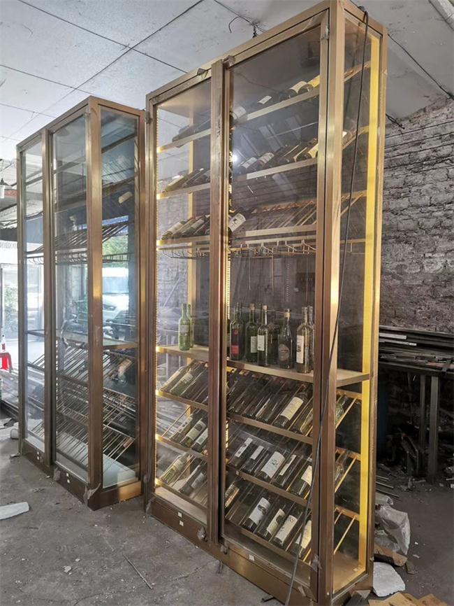 不锈钢红酒柜加工厂家_不锈钢玫瑰金红酒柜
