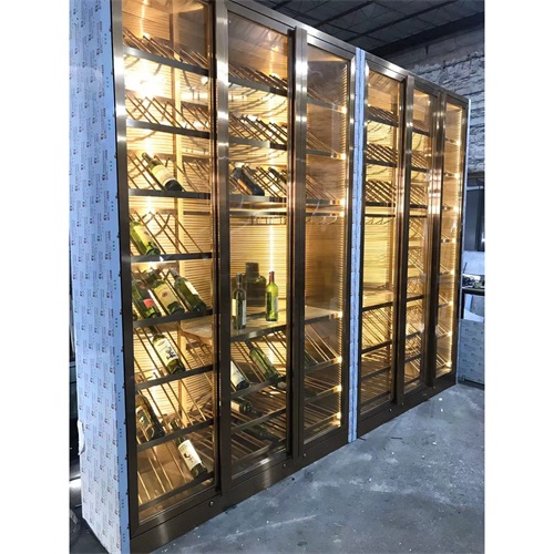 酒庄轻奢时尚不锈钢常温酒柜_不锈钢酒柜酒架定制