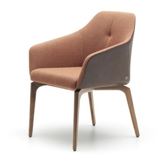咖啡馆现代简约实木布艺扶手椅