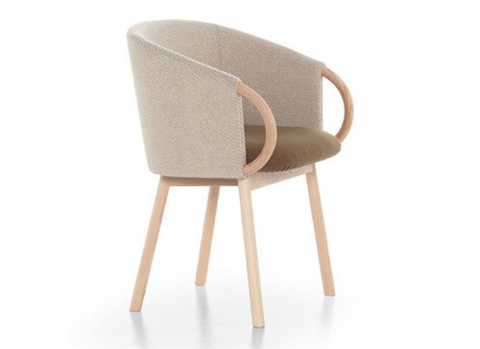 咖啡屋休闲原木色实木创意扶手椅