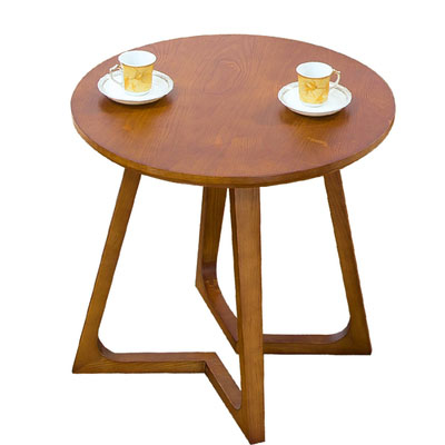 简约现代实木休闲咖啡桌_咖啡厅拐腿实木小圆桌