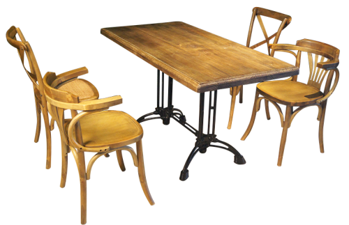 铸铁铁脚餐桌胡桃里 咖啡厅实木餐桌椅