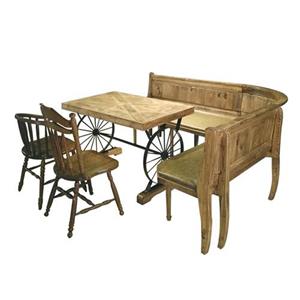 漫咖啡复古实木铁艺车轮桌子