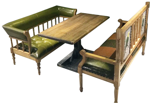 胡桃里复古怀旧休闲咖啡厅实木桌沙发卡座组合
