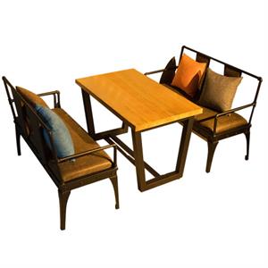 美式复古做旧铁艺咖啡厅桌卡座沙发组合