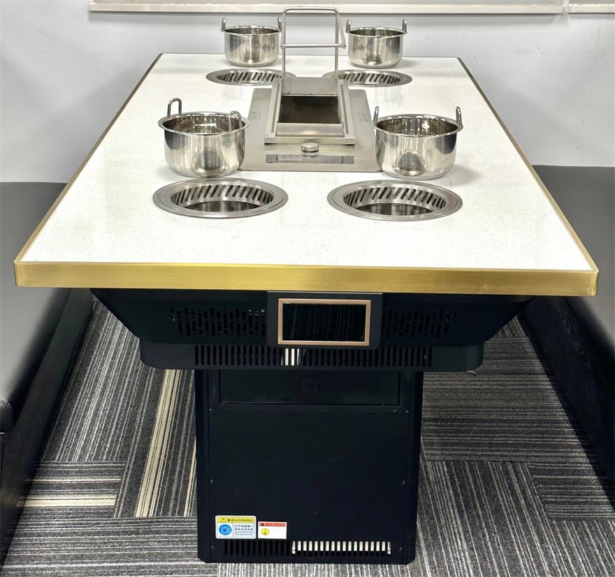 自助无烟烤串火锅一体桌_涮烤一体无烟小火锅桌