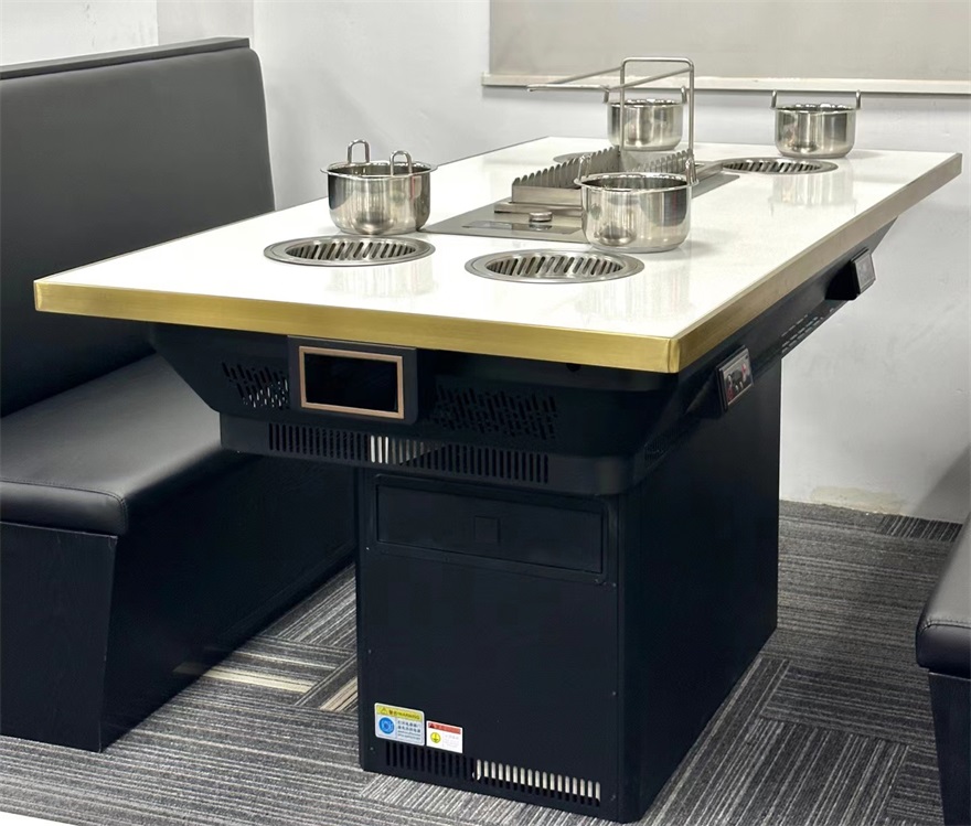 自助无烟烤串火锅一体桌_涮烤一体无烟小火锅桌