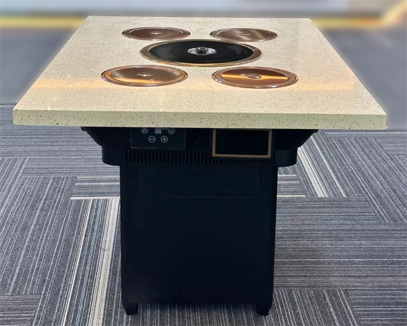 自助火锅烤肉店大理石无烟火锅烤肉一体桌