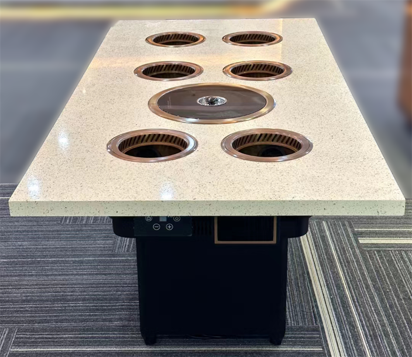 6人位一人一锅小火锅带烤肉无烟涮烤一体桌