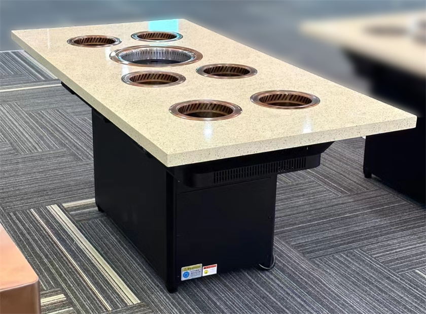 6人位一人一锅小火锅带烤肉无烟涮烤一体桌