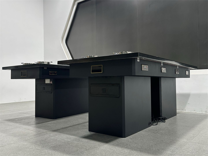 商用8人位无烟涮烤一体桌｜黑色大理石台面｜自带无烟净化功能