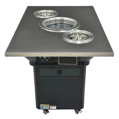 不锈钢自助烤肉火锅一体桌_无烟火锅烧烤一体桌